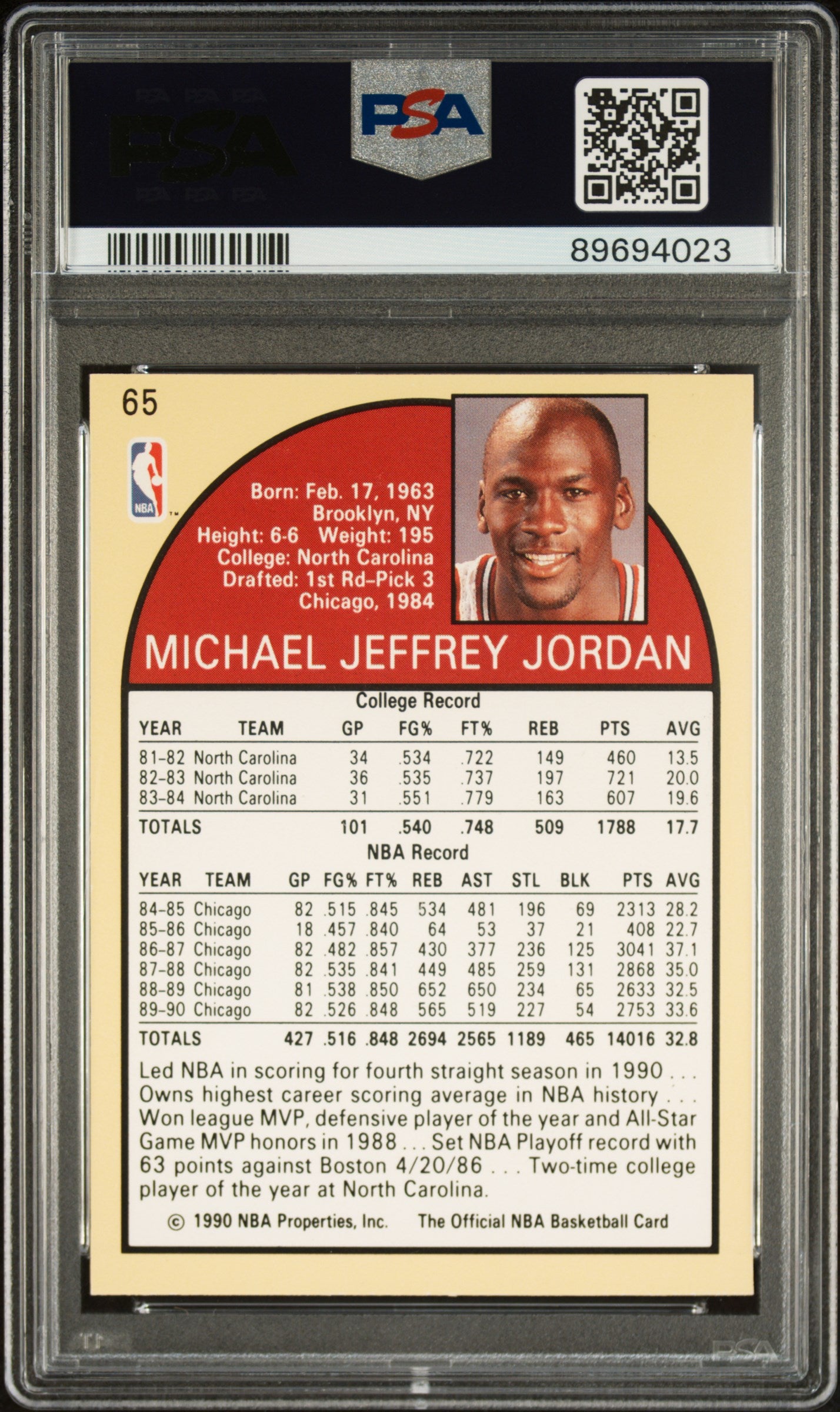 1990 Hoops #65 Michael Jordan Bulls Hof PSA 9