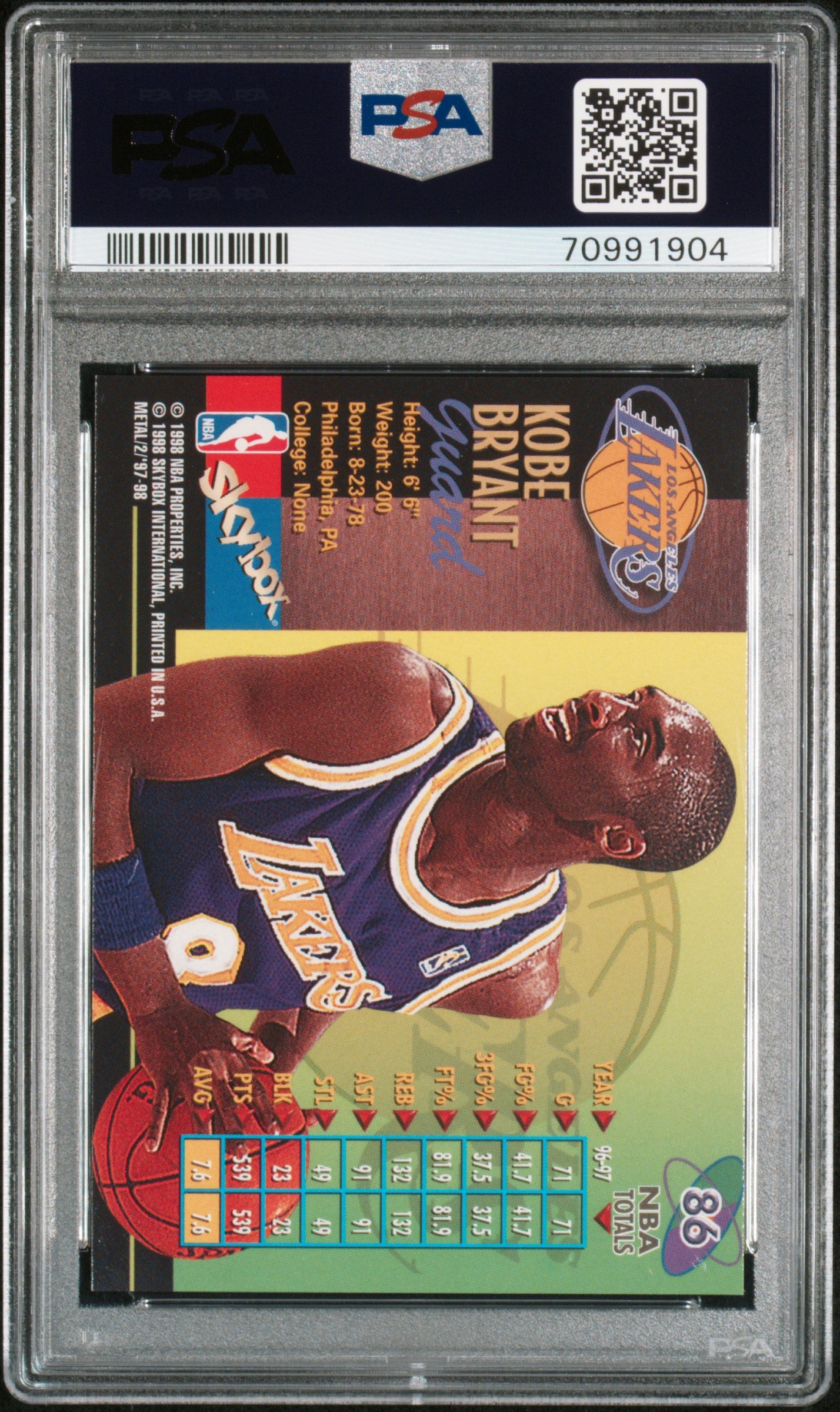 1997 Metal Universe Championship Basketball Kobe Bryant #86 PSA 9