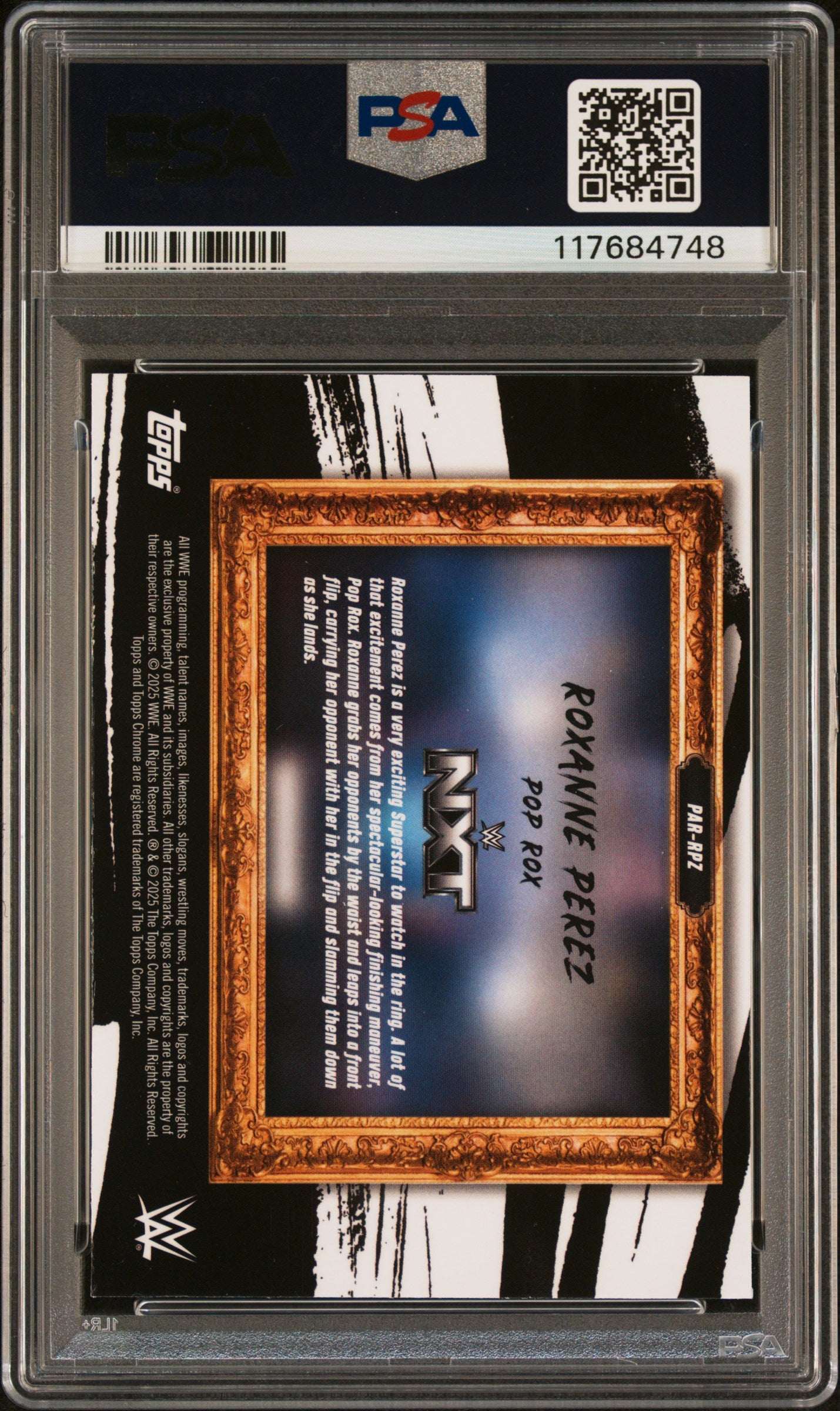 2025 Topps Chrome WWE Paradigm Roxanne Perez #RPZ Aqua Geometric PSA 9