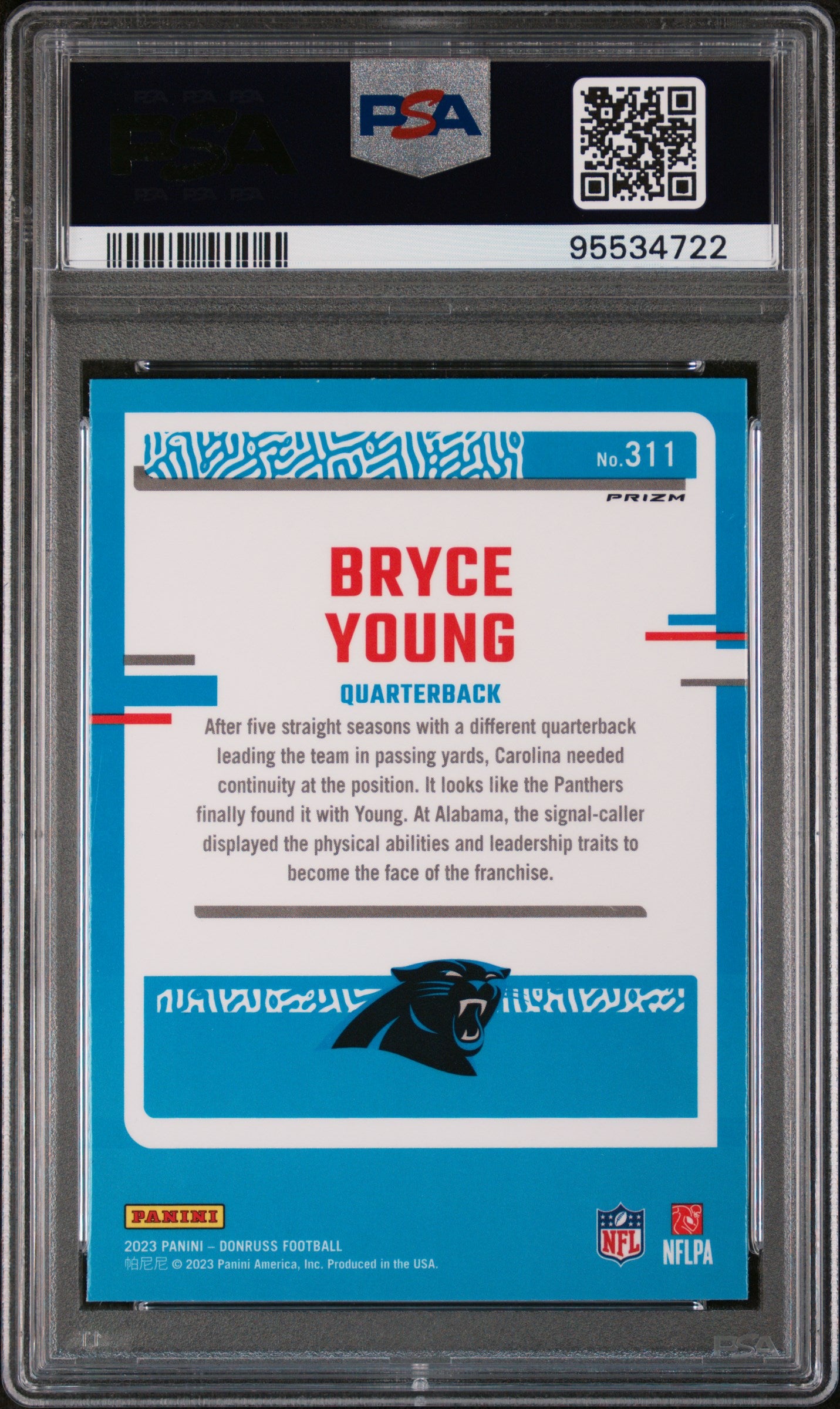 2023 Panini Donruss Bryce Young #311 Optic Preview Pink PSA 10