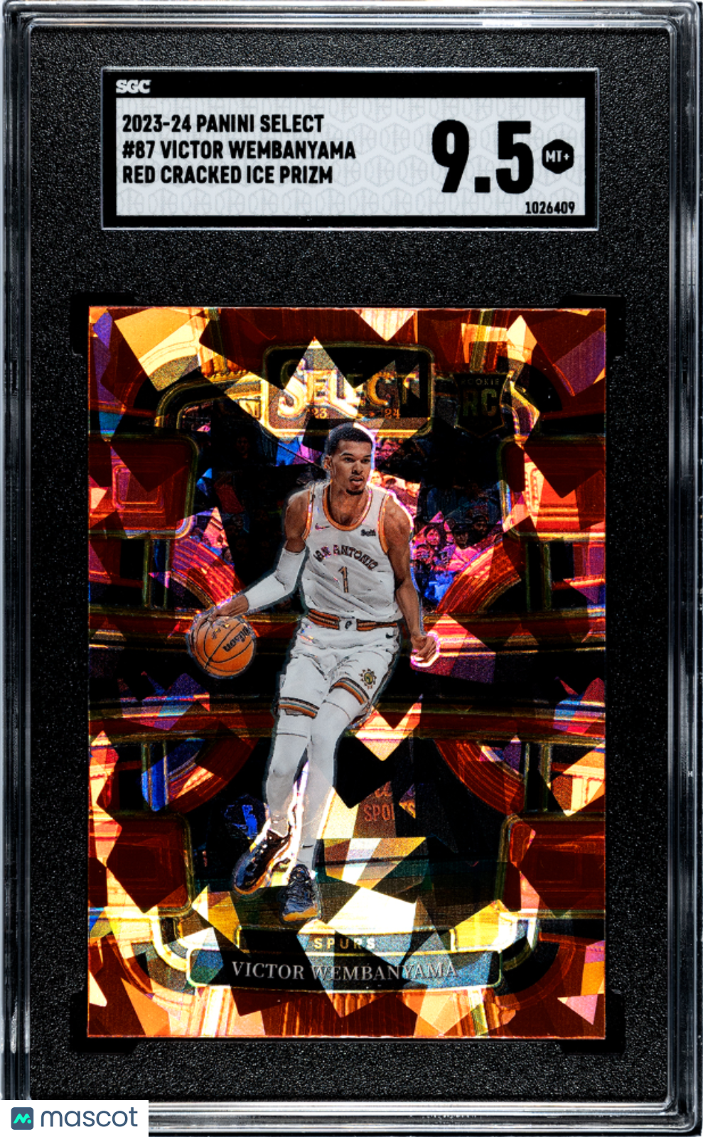 2023 Panini Select Basketball Victor Wembanyama #87 Red Cracked Ice Prizm SGC 9.5