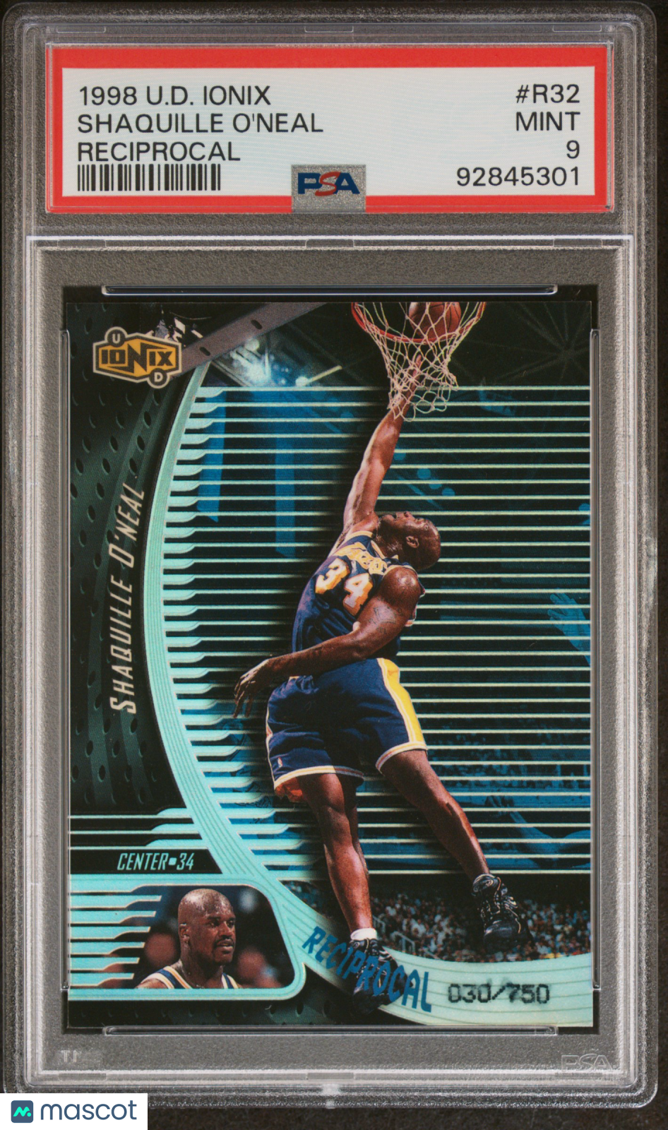 1998 Upper Deck Ionix Reciprocal Shaquille O'Neal #R32 Reciprocal PSA 9