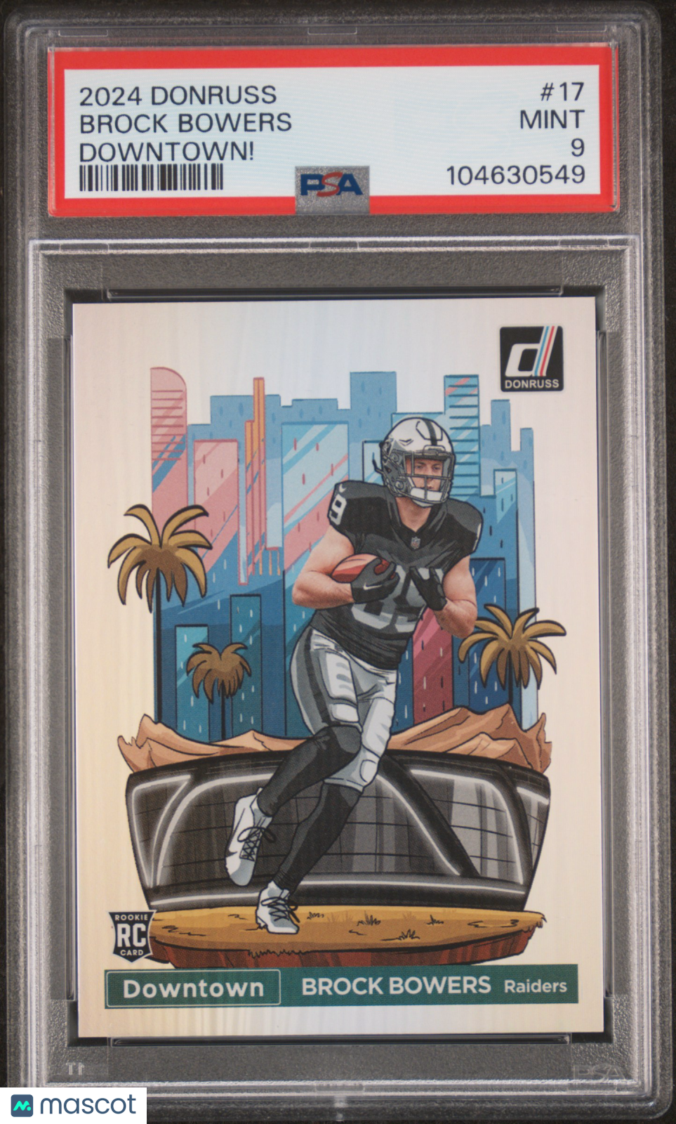 2024 Panini Donruss Downtown! Football Brock Bowers #17 PSA 9