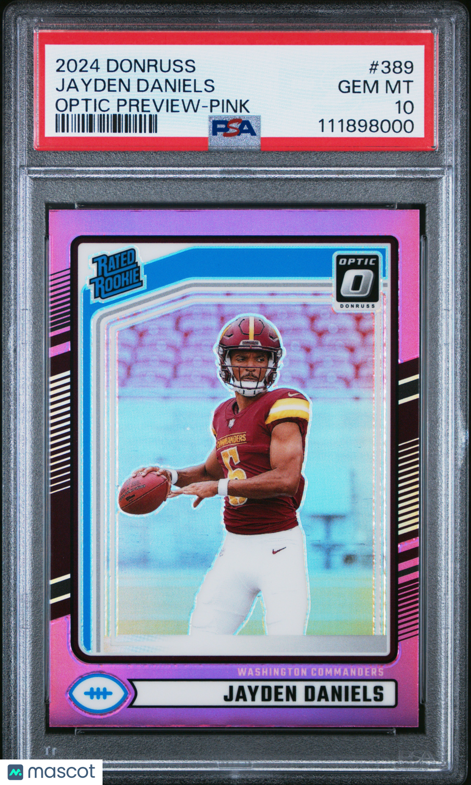 2024 Panini Donruss Football Jayden Daniels #389 Optic Preview Pink PSA 10