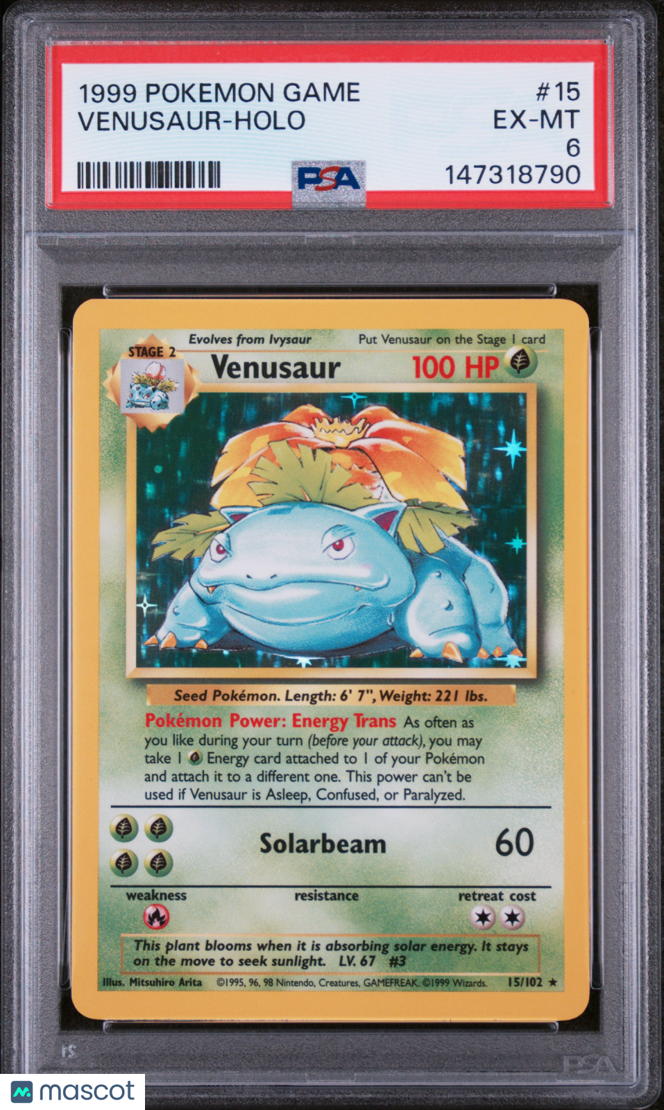 1999 Pokemon Game Venusaur #15 PSA 6