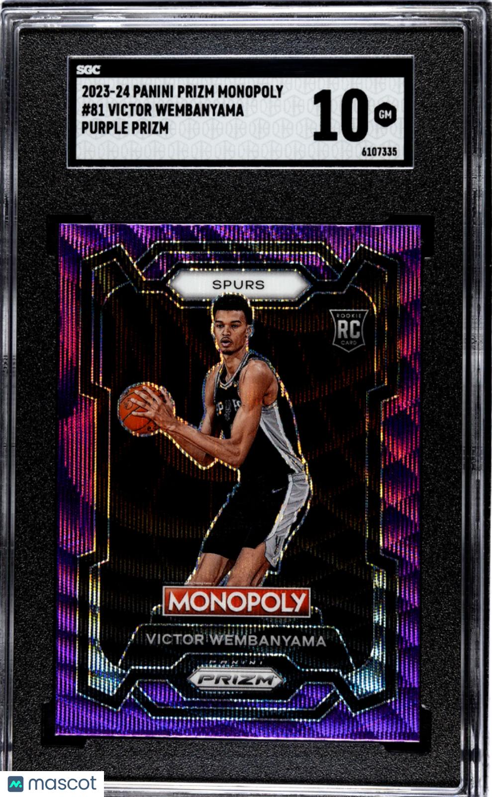 2023-24 Panini Prizm Monopoly Victor Wembanyama #81 Purple Prizm SGC 10