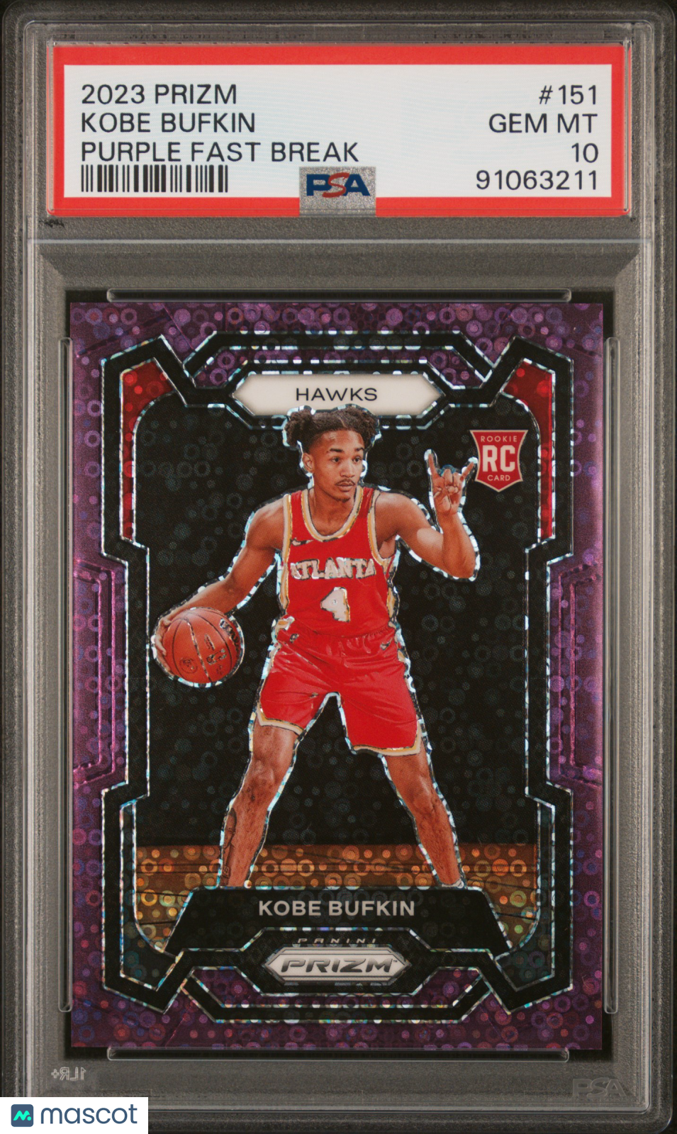 2023 Panini Prizm Kobe Bufkin #151 Purple Fast Break PSA 10