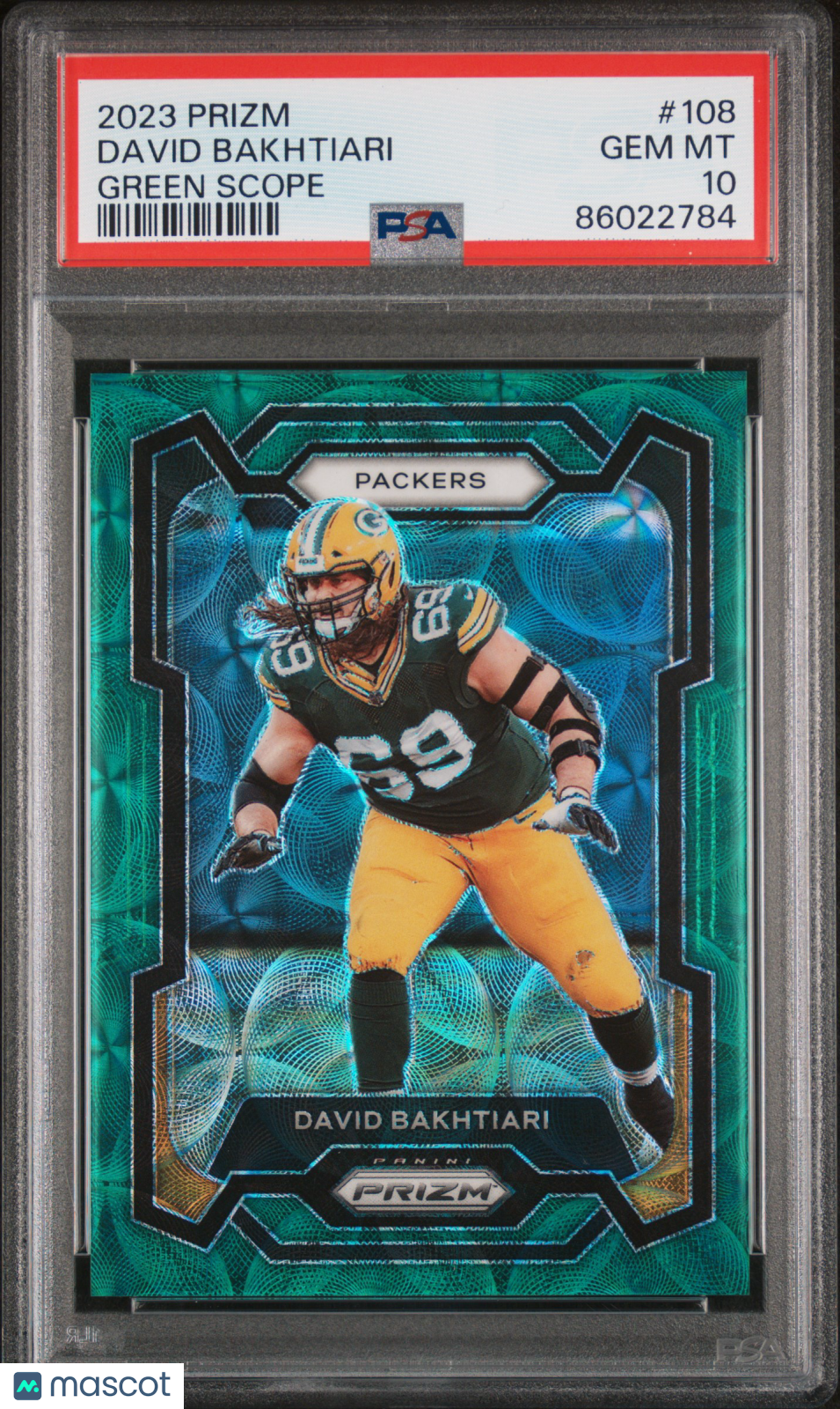 2023 Panini Prizm David Bakhtiari #108 Green Scope PSA 10