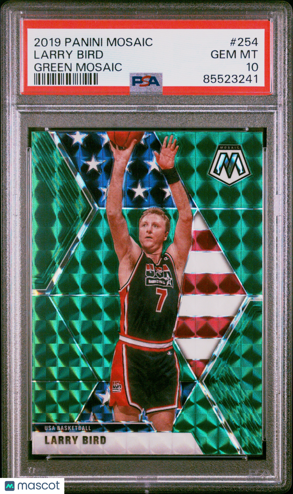 2019 Panini Mosaic Larry Bird #254 Green Mosaic PSA 10