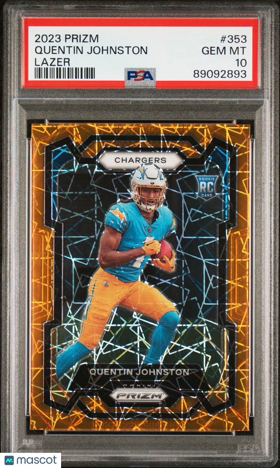 2023 Panini Prizm Quentin Johnston #353 Lazer Prizm PSA 10