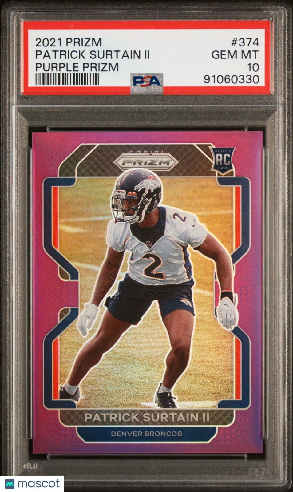 2021 Panini Prizm Patrick Surtain II #374 Purple Prizm PSA 10