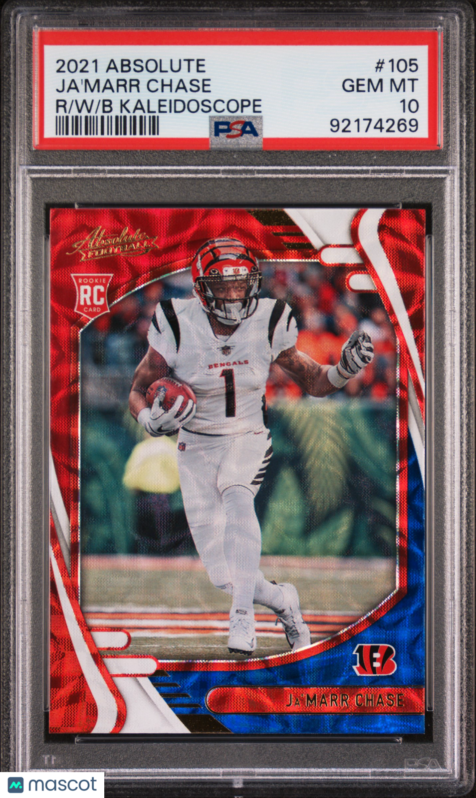 2021 Panini Absolute Football Ja'marr Chase #105 R W Kaleidoscope PSA 10