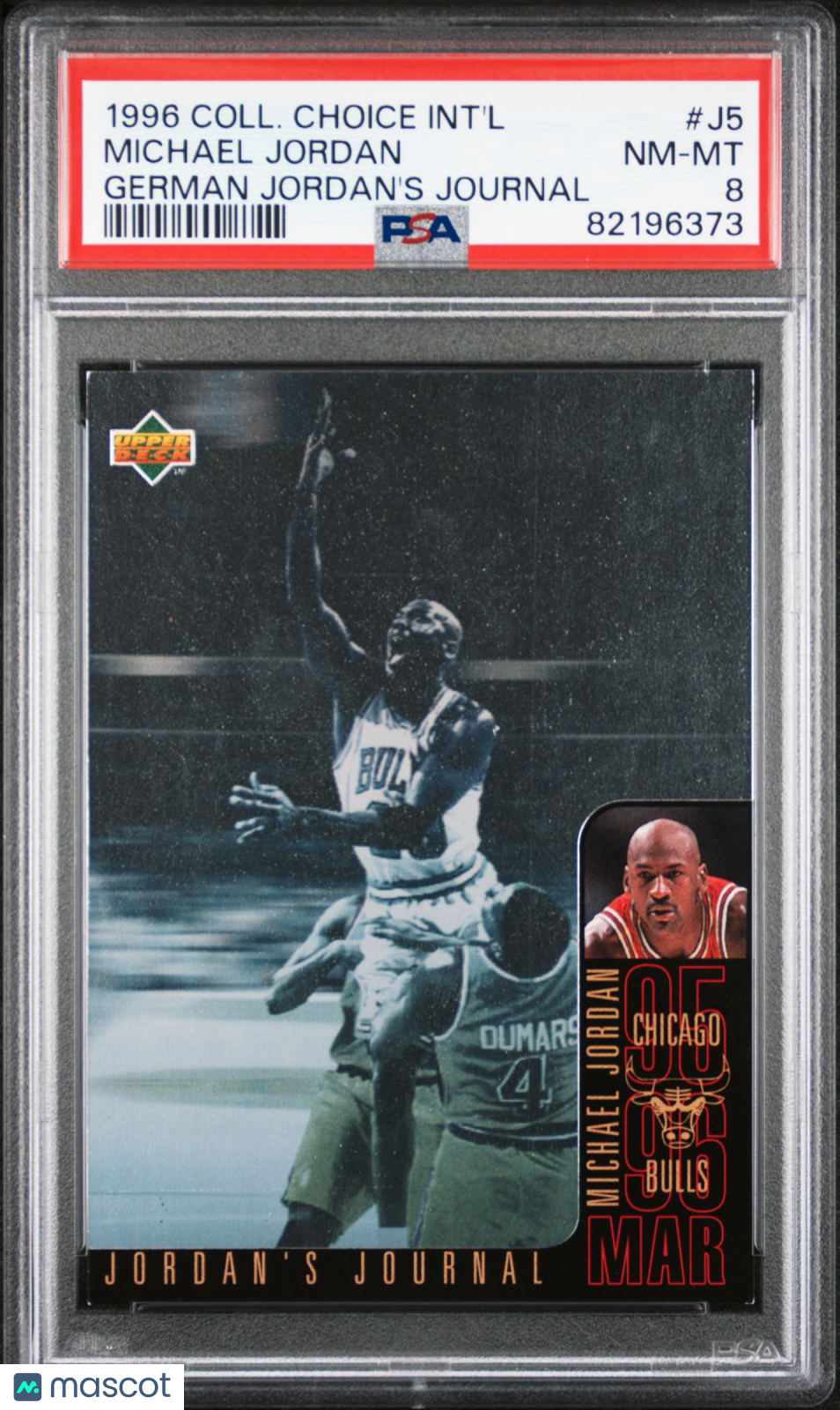 1996 Collector's Choice International German Jordan's Journal Michael Jordan #J5 German Jordan's Journal PSA 8