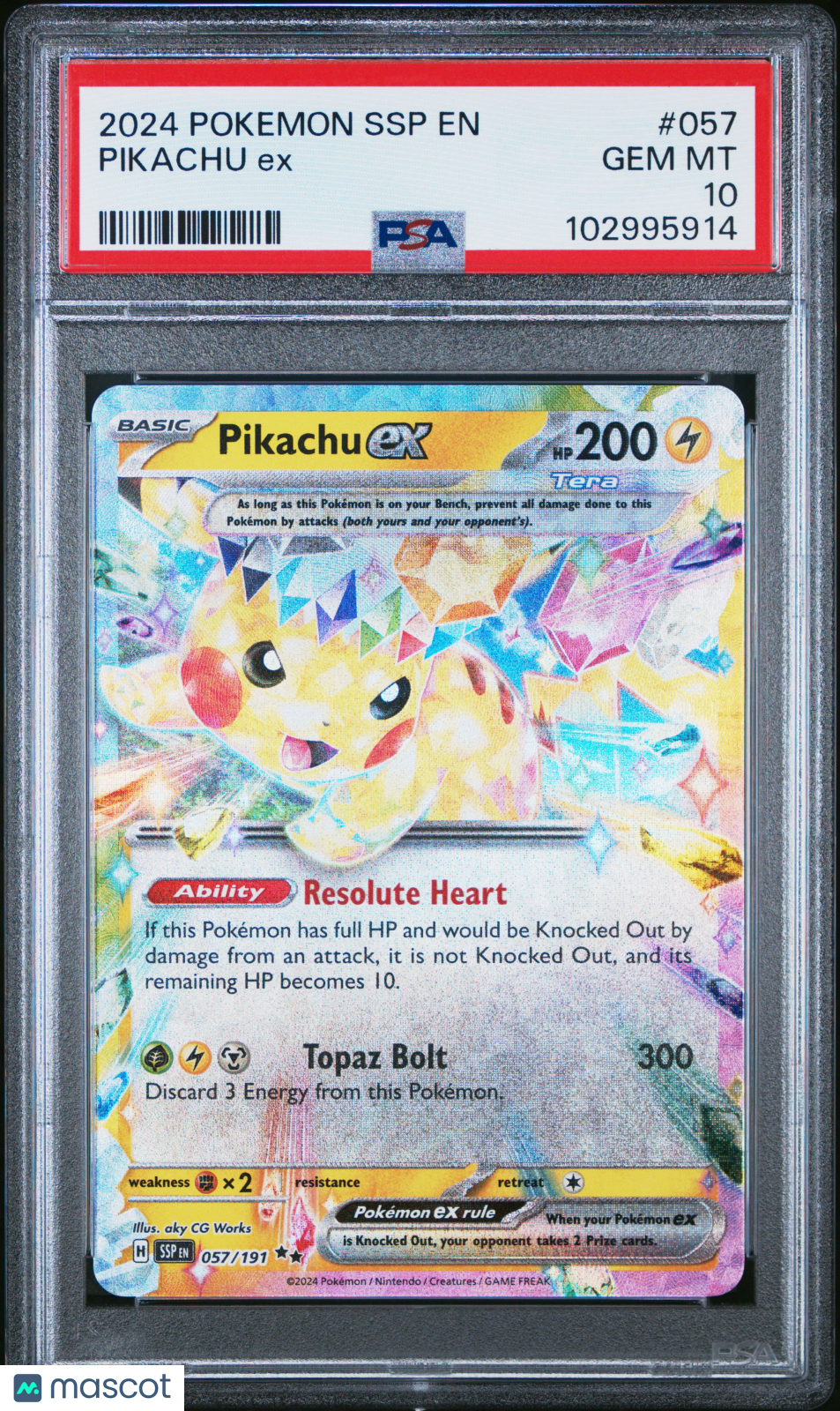 2024 Pokemon SSP EN-Surging Sparks Pikachu EX #057 PSA 10