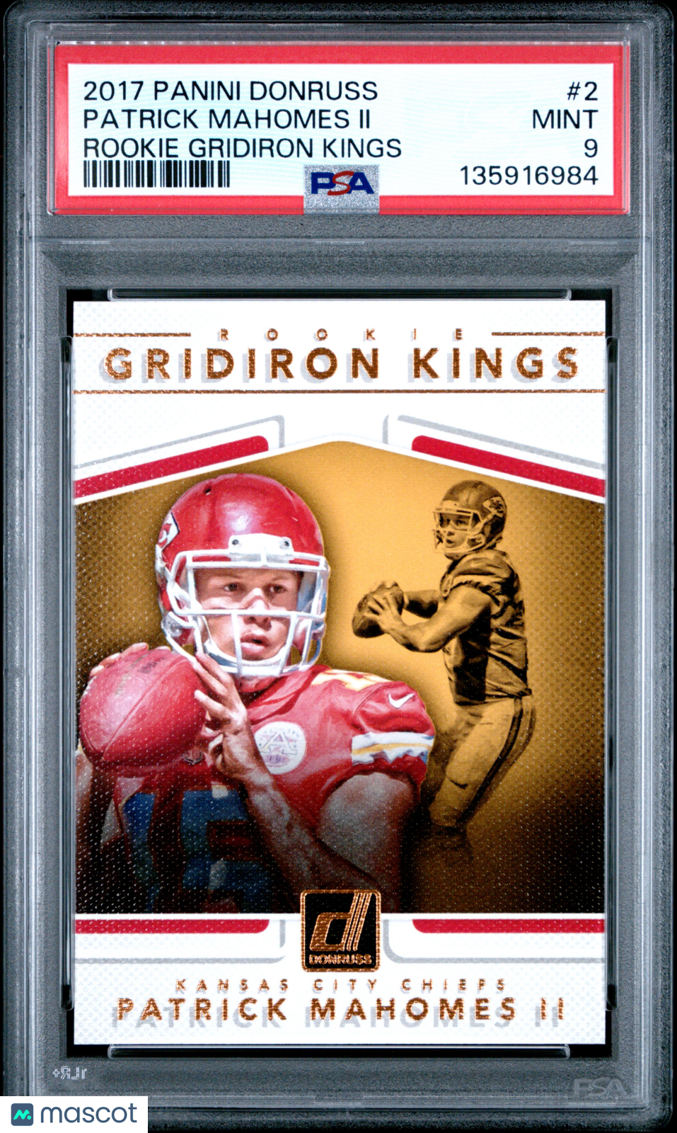 2017 Panini Donruss Rookie Gridiron Kings Football Patrick Mahomes II #2 PSA 9