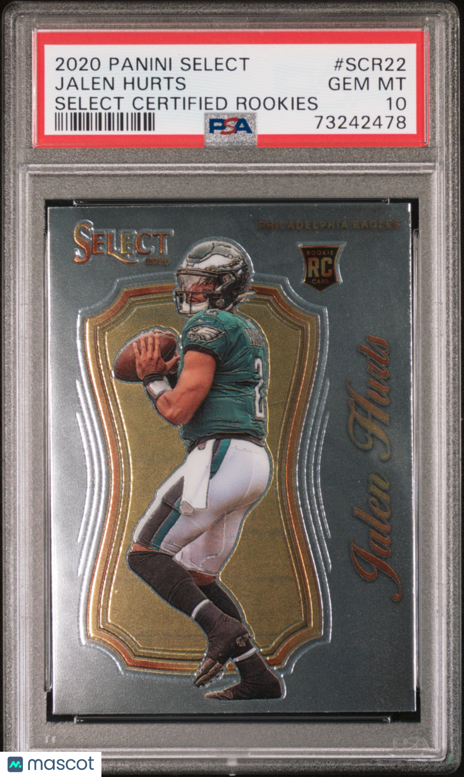 2020 Panini Select Select Certified Rookies Football Jalen Hurts #SCR22 PSA 10
