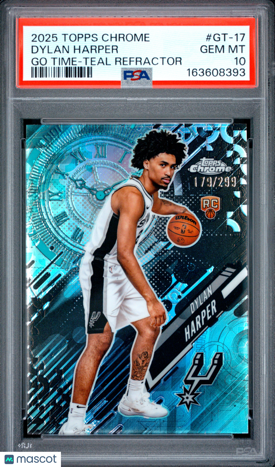 2025 Topps Chrome Go Time Basketball Dylan Harper #GT-17 Teal Refractor PSA 10