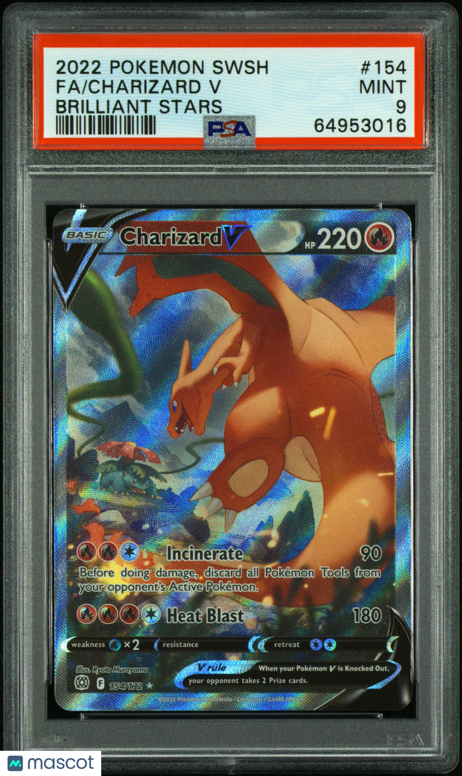 2022 Pokemon Sword & Shield Brilliant Stars Charizard V #154 Fa Brilliant Stars PSA 9