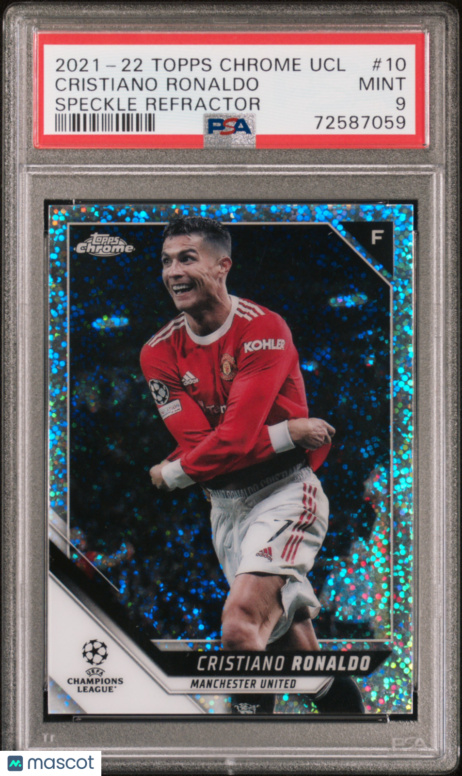 2021 Topps Chrome UEFA Champions League Soccer Cristiano Ronaldo #10 Speckle Refractor PSA 9
