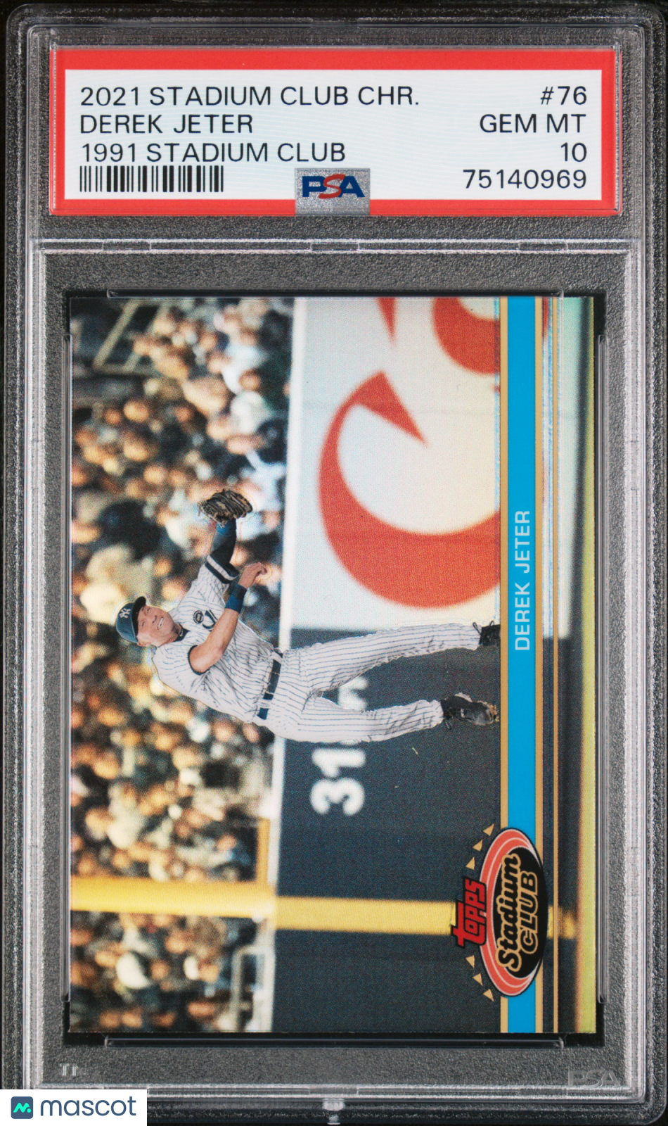 2021 Topps Stadium Club Chrome Derek Jeter #76 1991 Stadium Club PSA 10