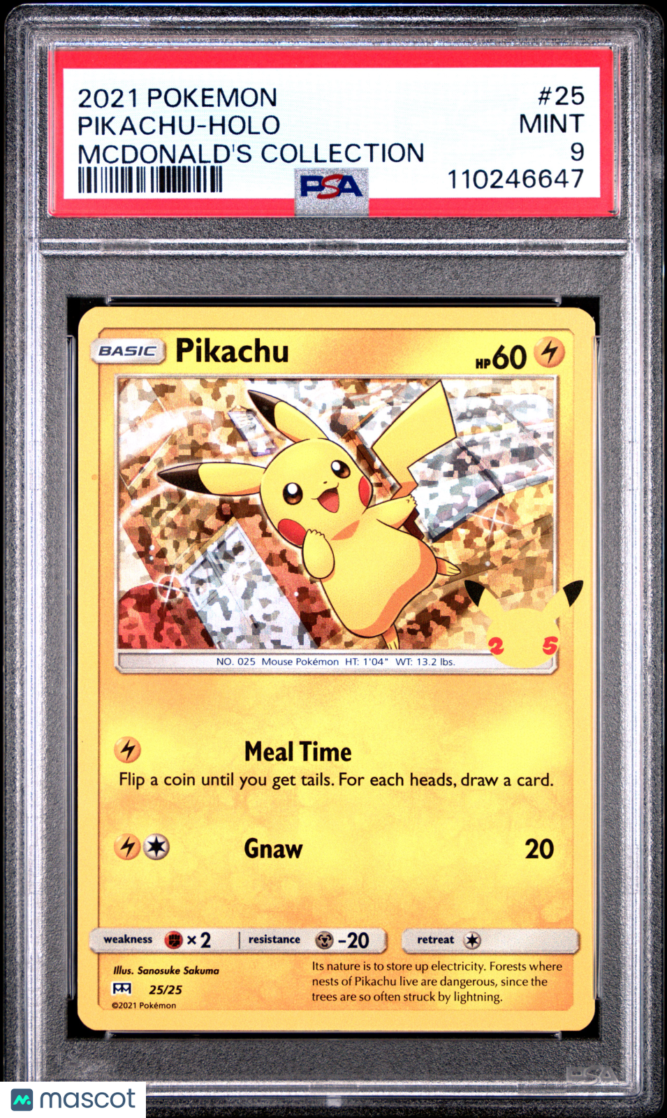 2021 Pokemon Mcdonald's Collection Pikachu #25 Mcdonald's Collection PSA 9
