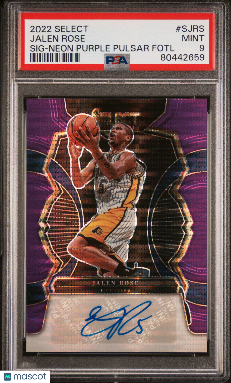 2022 Panini Select Signatures Jalen Rose #SJRS SIG Neon Purple Pulsar Fotl PSA 9