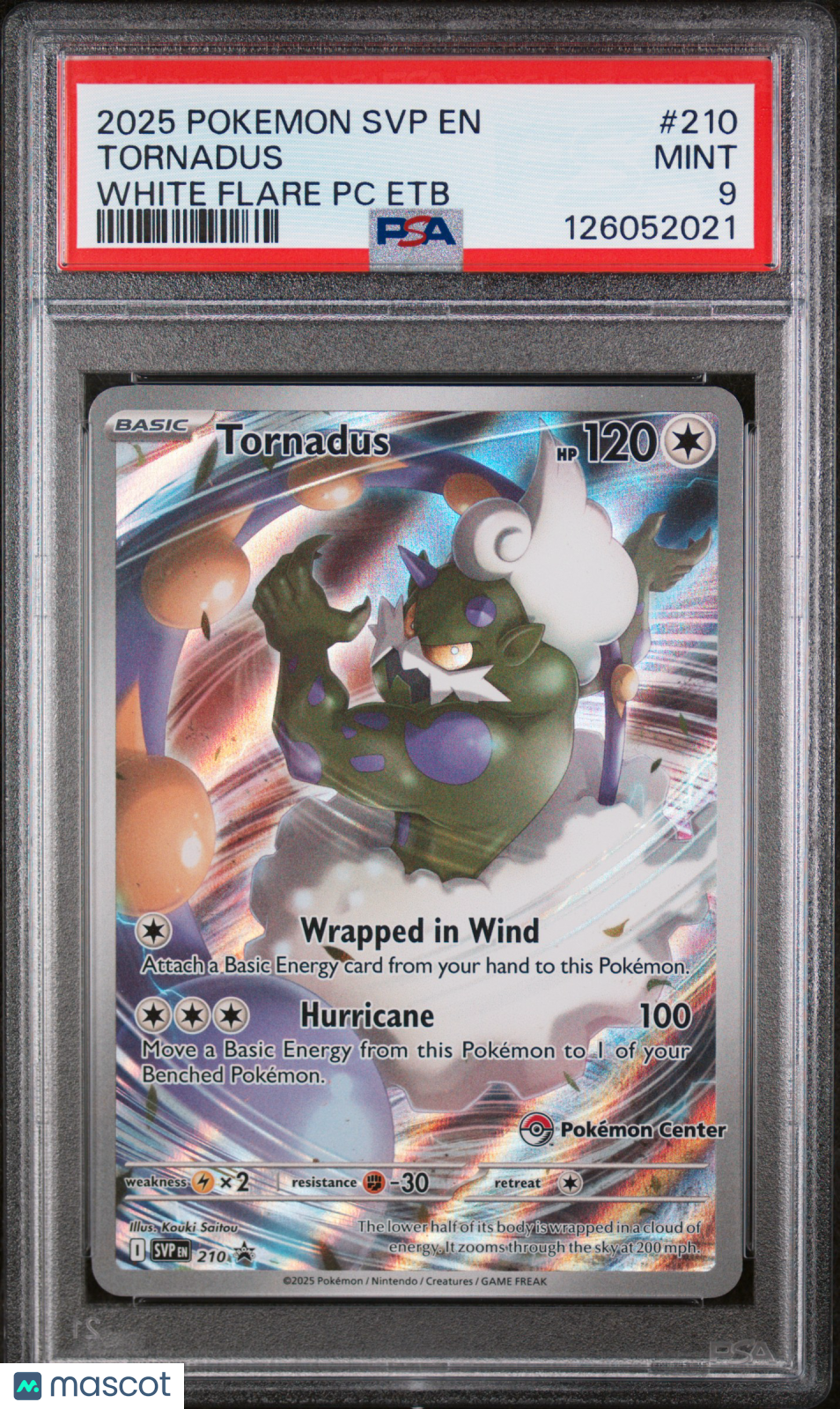 2025 Pokemon SVP EN-SV Black Star Promo Tornadus #210 White Flare PC Etb PSA 9