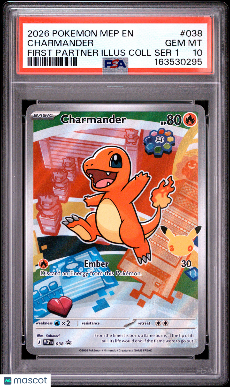 2026 Pokemon Mep EN-Me Black Star Promo Charmander #038 First Partner Illus Coll Ser 1 PSA 10