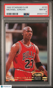 image 1992 Stadium Club #210 Michael Jordan Bulls HOF PSA 8