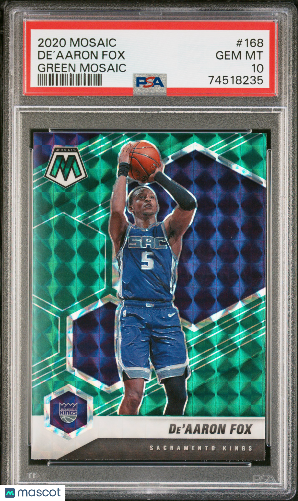 2020 Panini Mosaic De'aaron Fox #168 Green Mosaic PSA 10