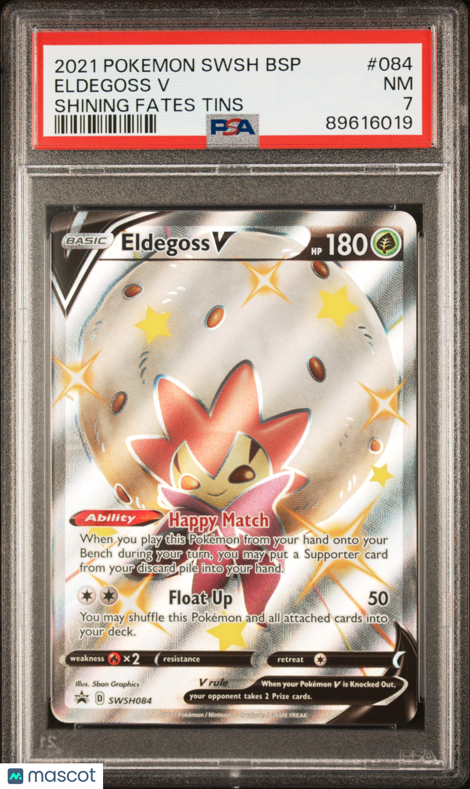 2021 Pokemon Swsh Black Star Promo Eldegoss V #084 Shining Fates Tins PSA 7