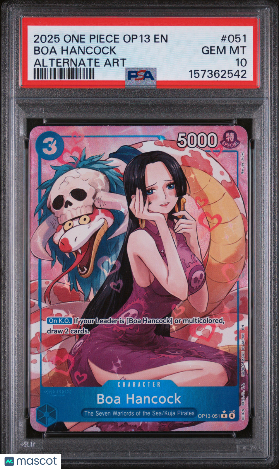 2025 One Piece Op13-Carrying On His Will Boa Hancock #051 Alternate Art PSA 10