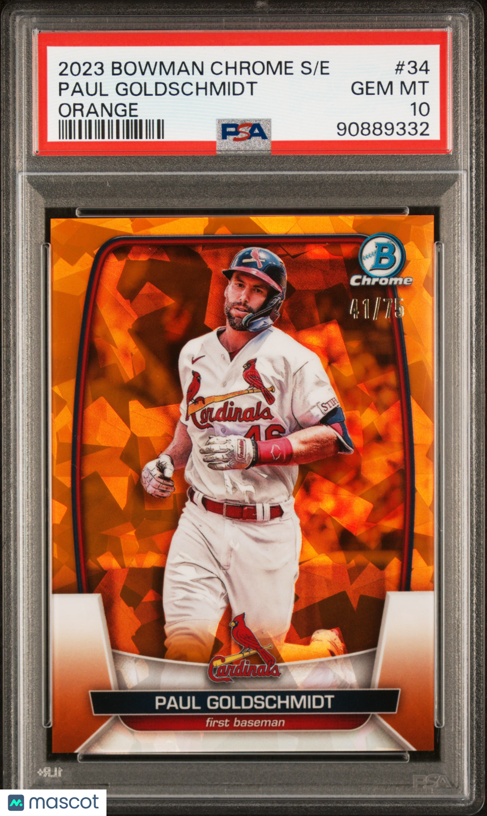 2023 Bowman Chrome Sapphire Edition Paul Goldschmidt #34 Orange PSA 10