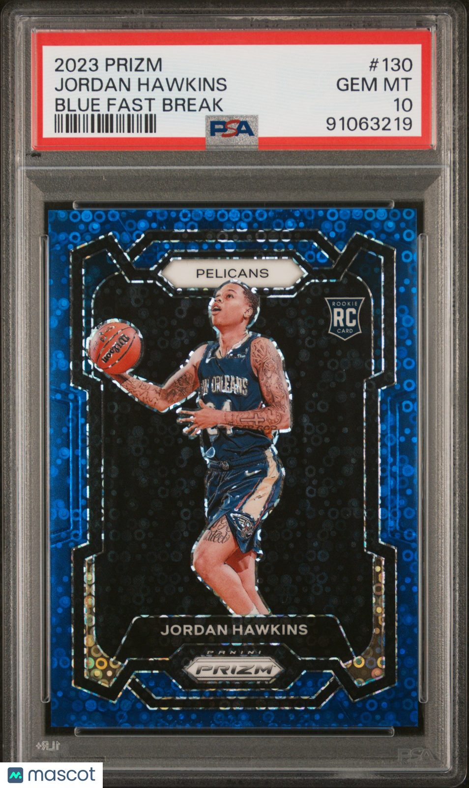 2023 Panini Prizm Jordan Hawkins #130 Blue Fast Break PSA 10