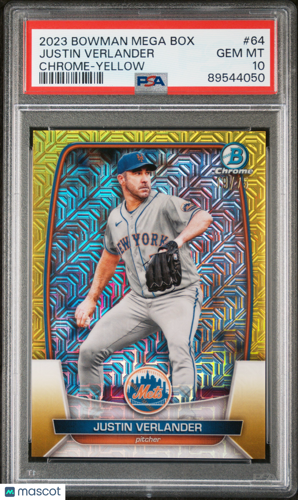 2023 Bowman Mega Box Chrome Justin Verlander #64 Chrome Yellow PSA 10