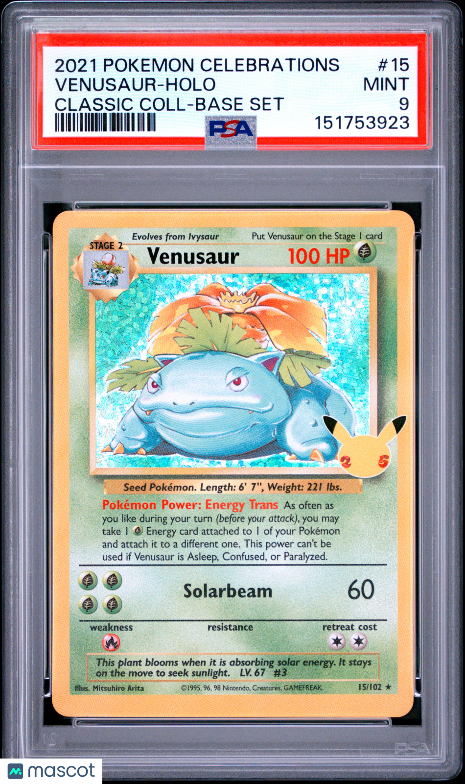 2021 Pokemon Celebrations Classic Collection Venusaur #15 Classic Coll-Base Set PSA 9