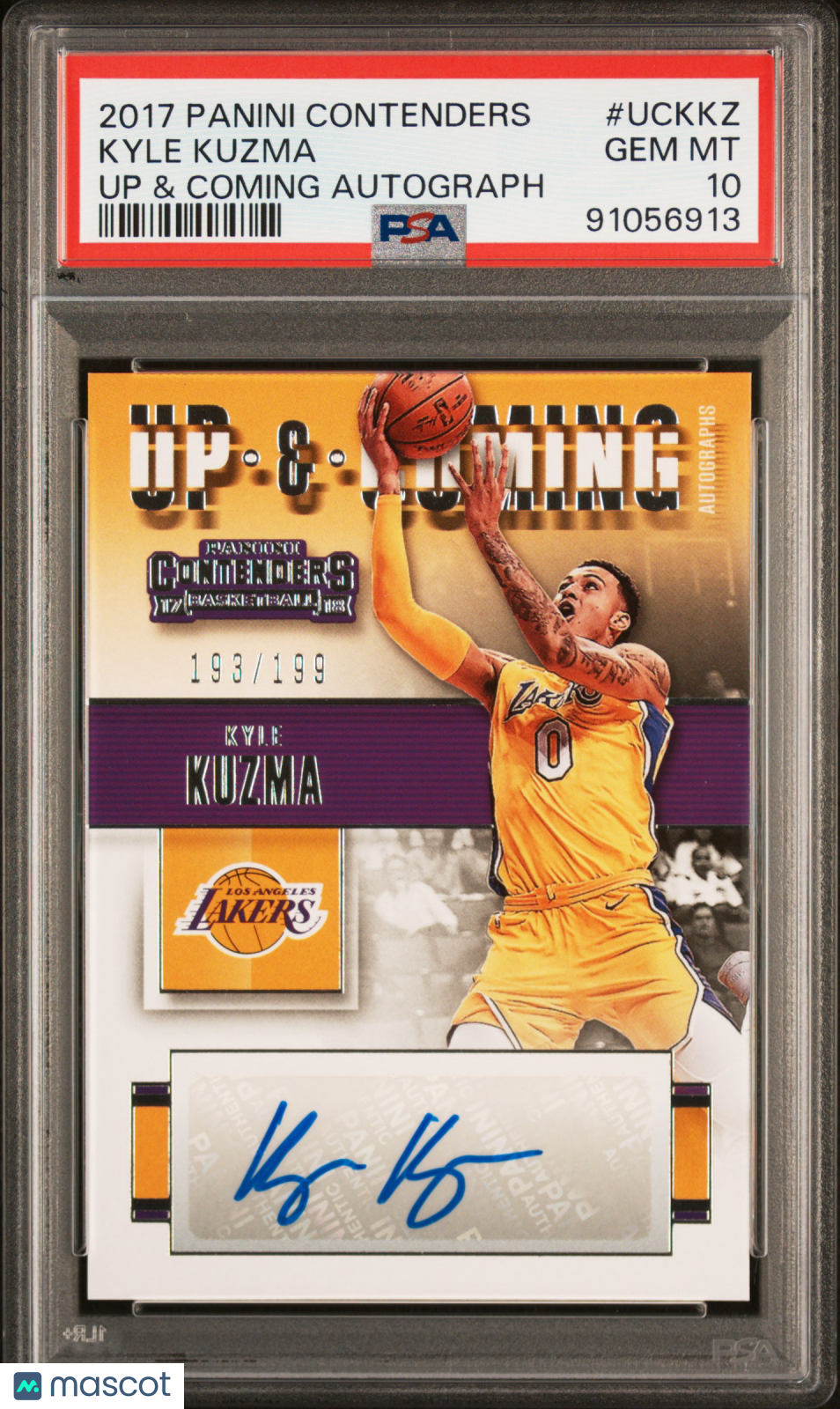 2017 Panini Contenders Up & Coming Autograph Kyle Kuzma #UCKKZ Up & Coming Autograph PSA 10