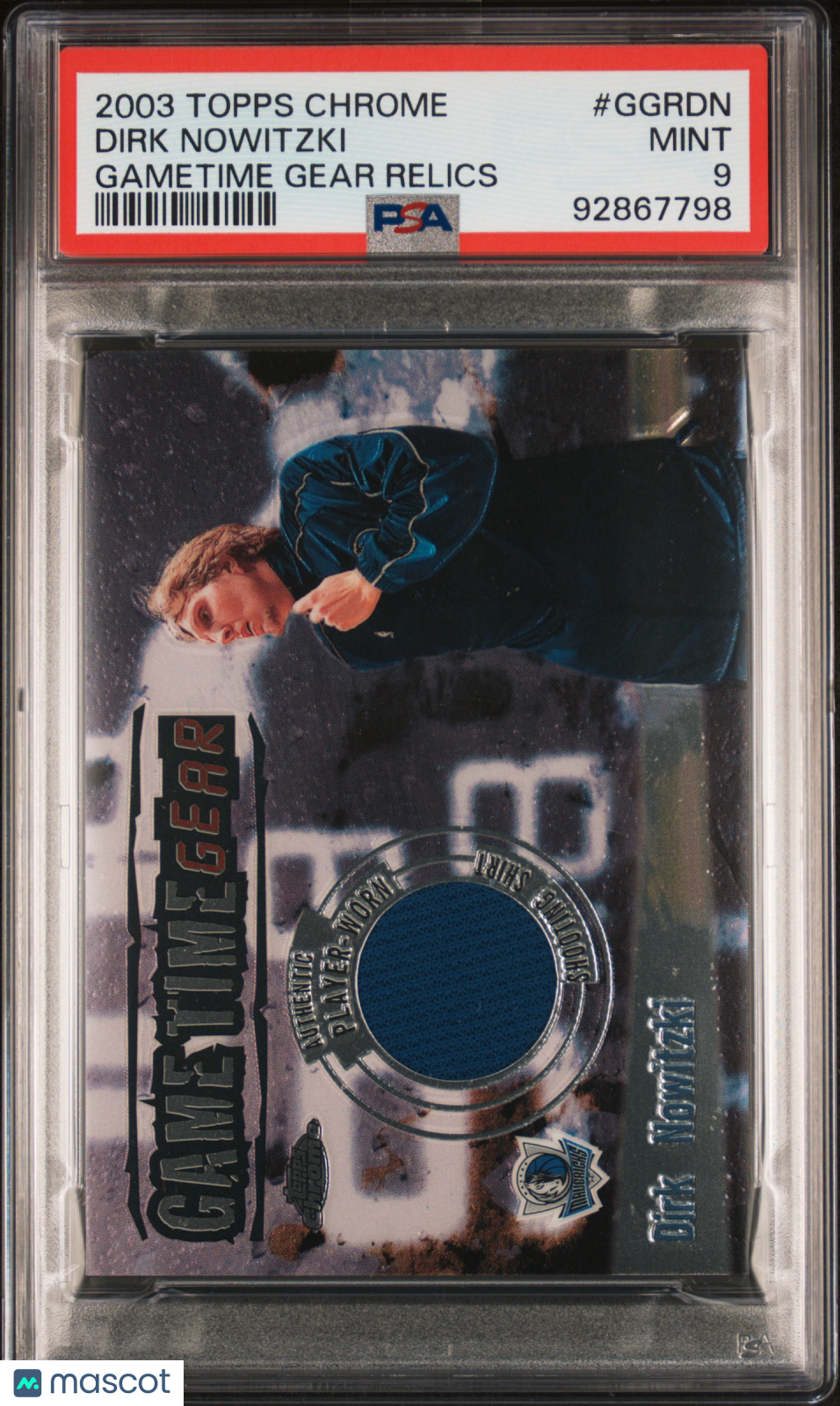 2003 Topps Chrome Gametime Gear Relics Dirk Nowitzki #GGRDN Gametime Gear Relics PSA 9