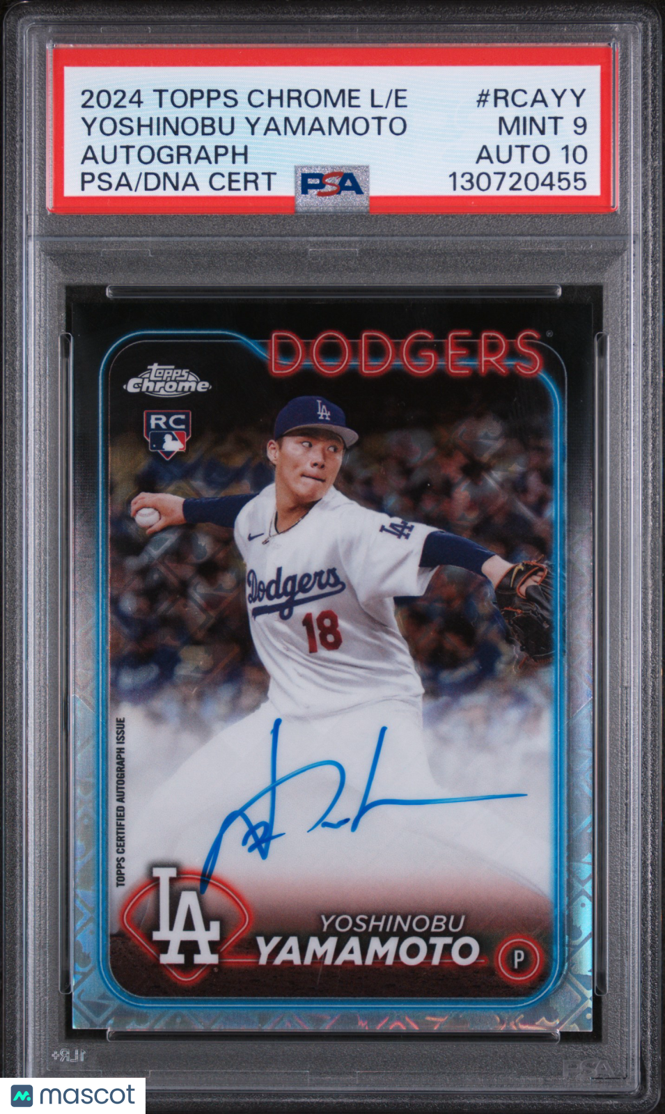 2024 Topps Chrome Logofractor Edition MLB Refractor Chrome Autographs Baseball Yoshinobu Yamamoto #RCAYY PSA 9