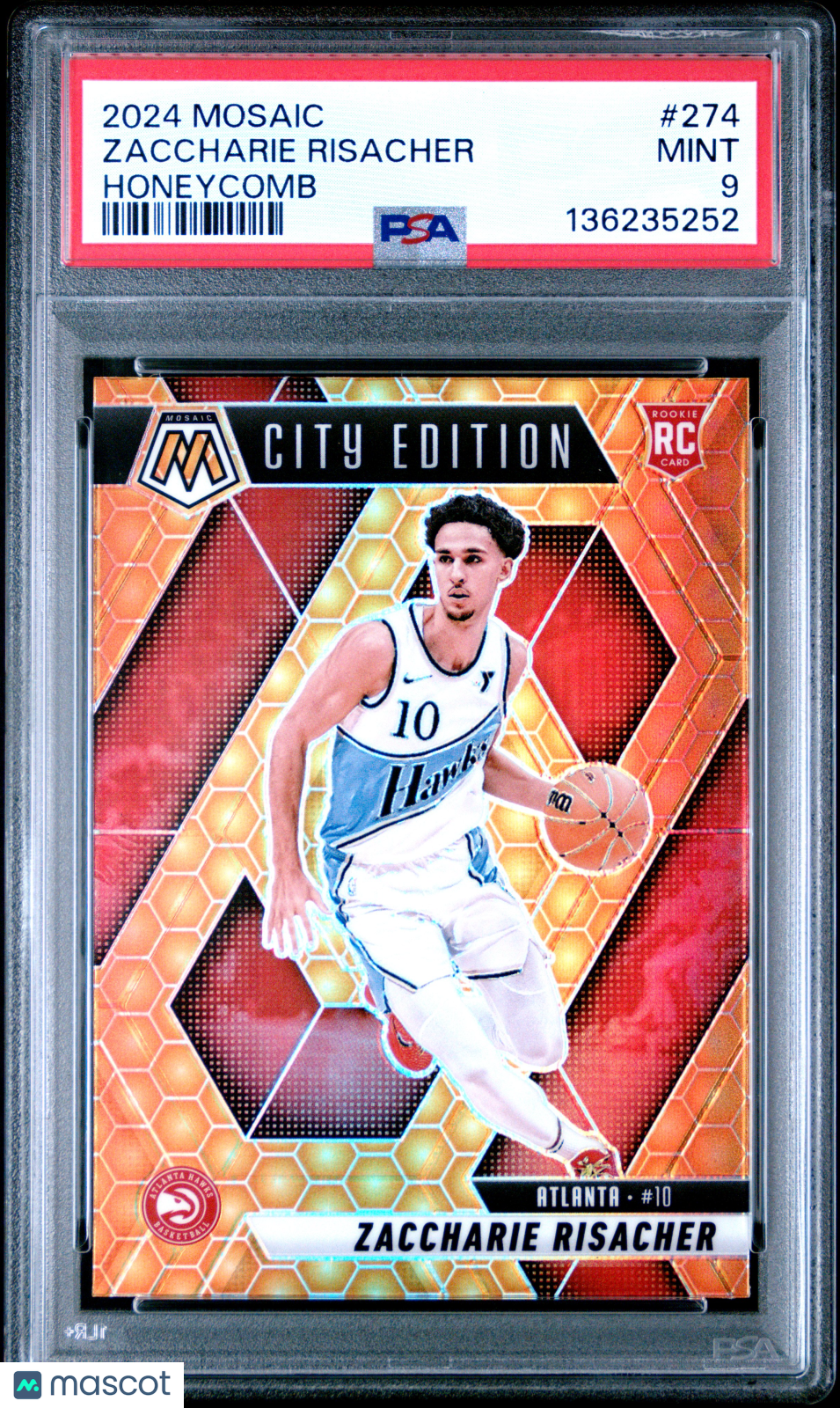 2024 Panini Mosaic Basketball Zaccharie Risacher #274 Honeycomb PSA 9