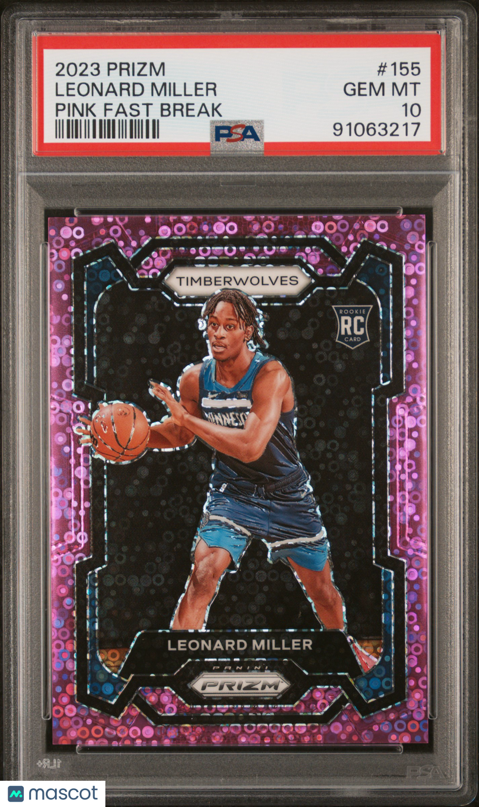 2023 Panini Prizm Leonard Miller #155 Pink Fast Break PSA 10