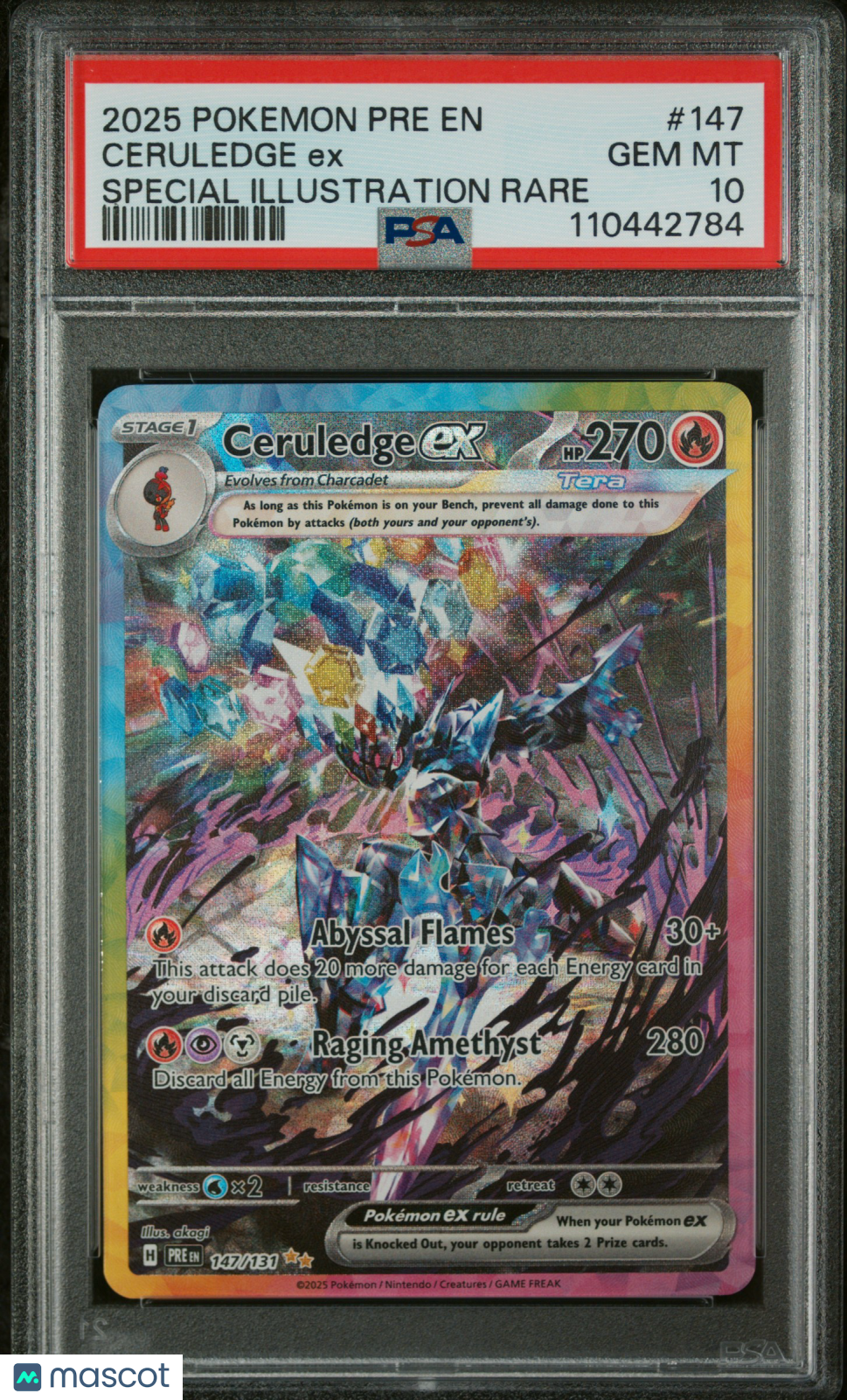 2025 Pokemon Pre EN-Prismatic Evolutions Ceruledge EX #147 Special Illustration Rare PSA 10