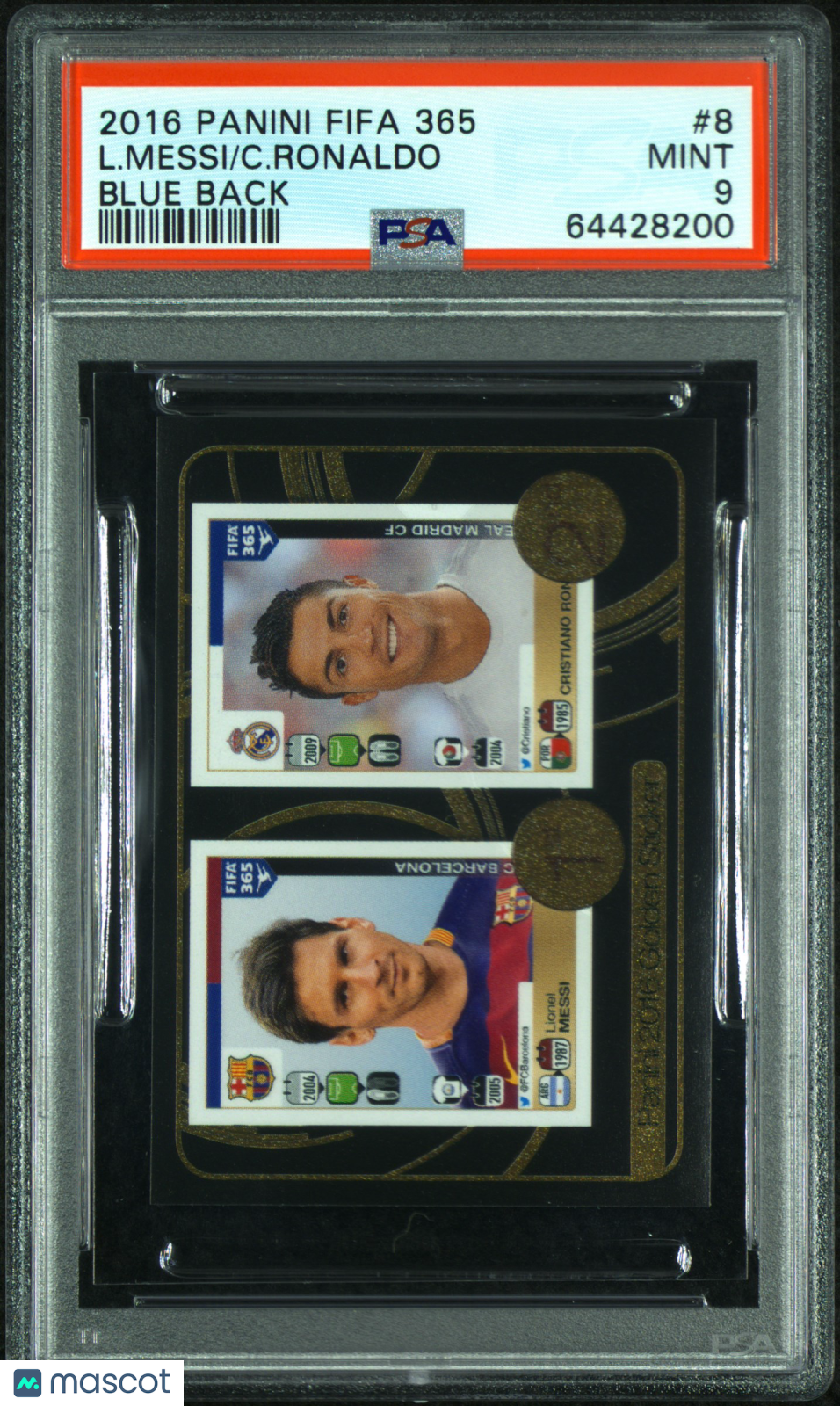 2016 Panini FIFA 365 Soccer C. Ronaldo L. Messi #8 Blue Back PSA 9