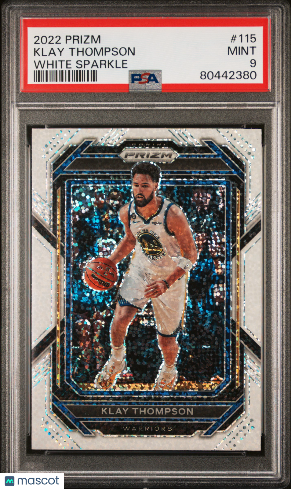 2022 Panini Prizm Klay Thompson #115 White Sparkle PSA 9