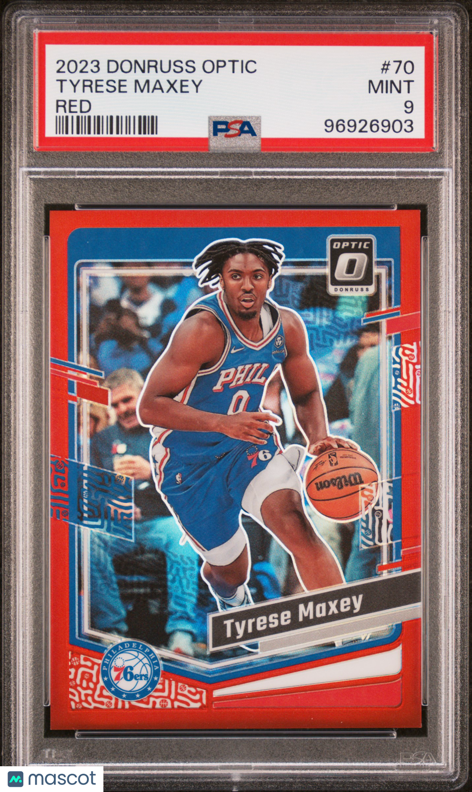 2023 Panini Donruss Optic Basketball Tyrese Maxey #70 Red PSA 9