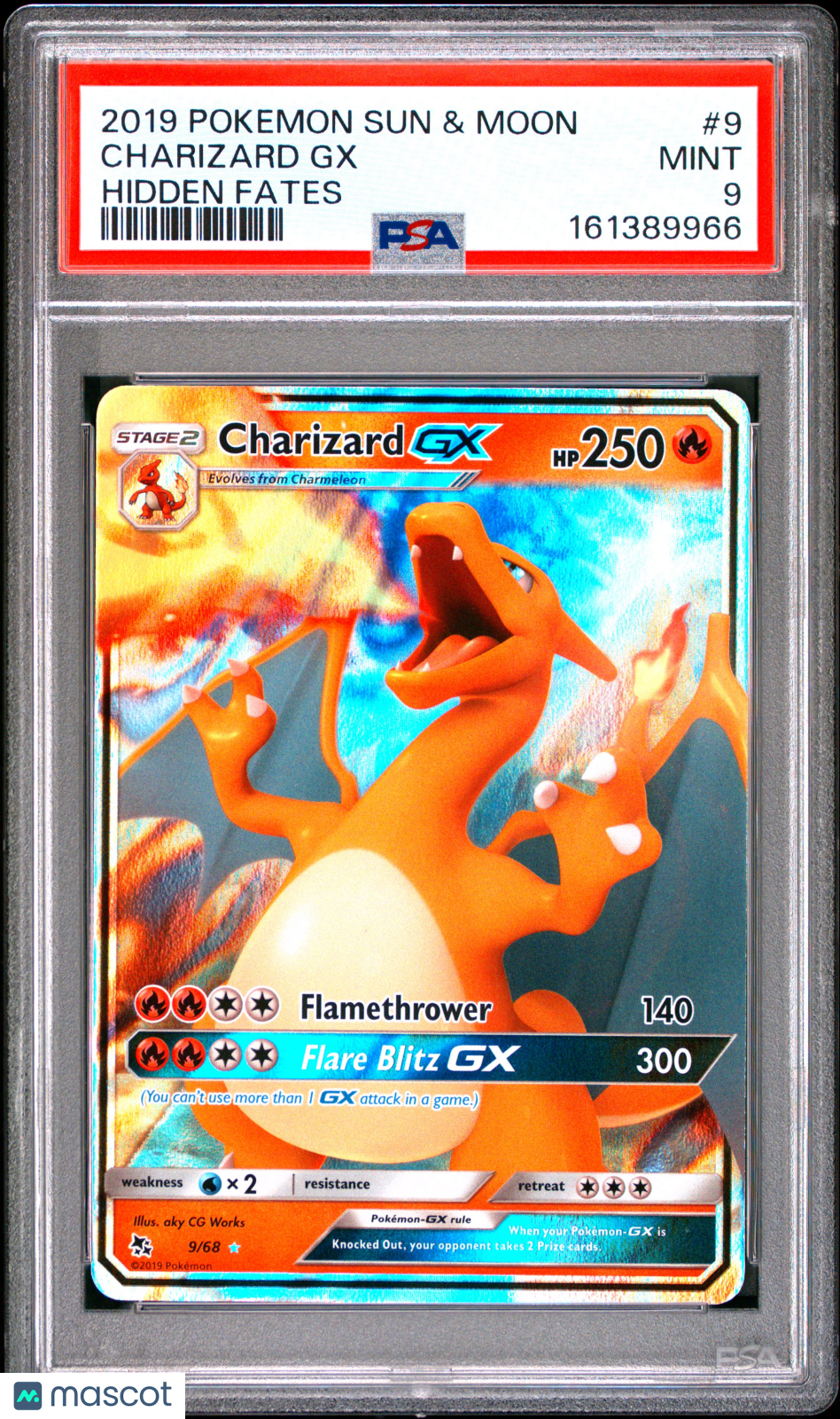 2019 Pokemon Sun & Moon Hidden Fates Charizard GX #9 Hidden Fates PSA 9