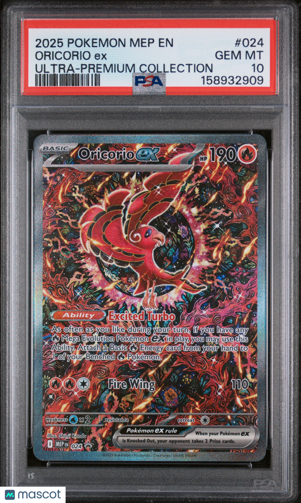 2025 Pokemon Mep EN-Me Black Star Promo Oricorio EX #024 Ultra-Premium Collection PSA 10