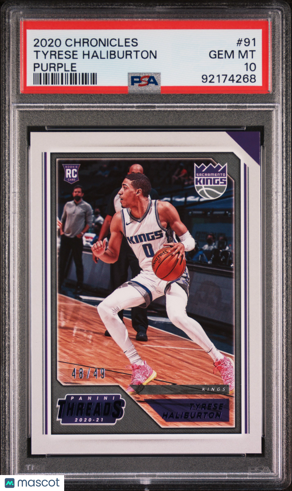 2020 Panini Chronicles Basketball Tyrese Haliburton #91 Purple PSA 10