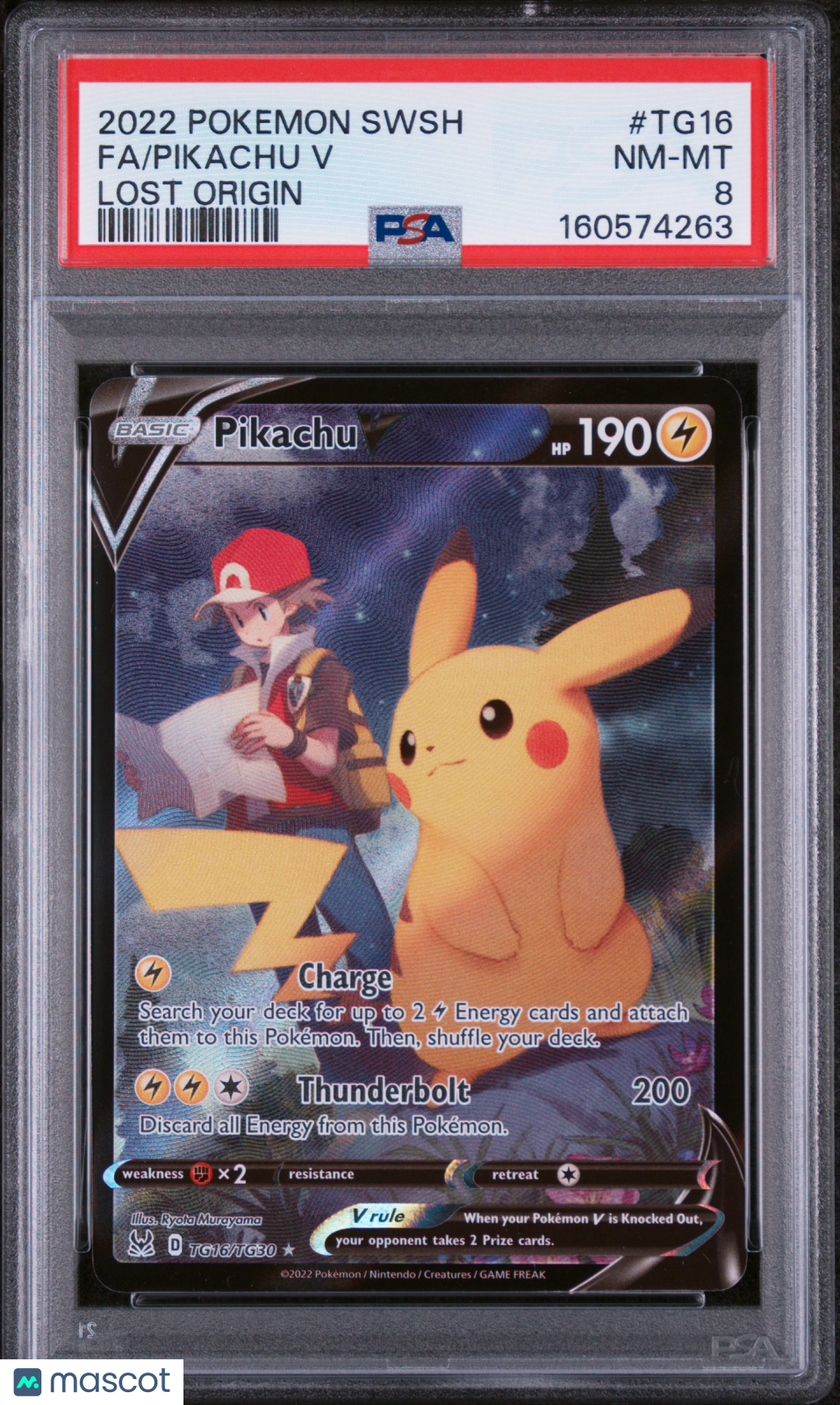 2022 Pokemon Sword & Shield Lost Origin Pikachu V #TG16 Fa Lost Origin PSA 8