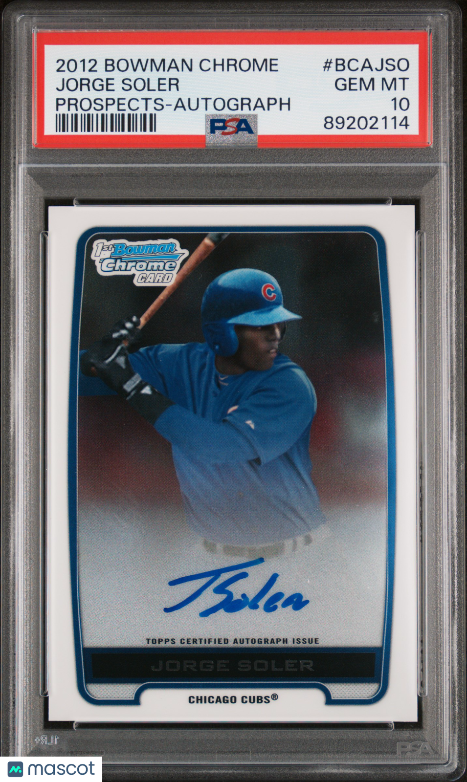 2012 Bowman Chrome Prospects Jorge Soler #BCAJSO Prospects Autograph PSA 10